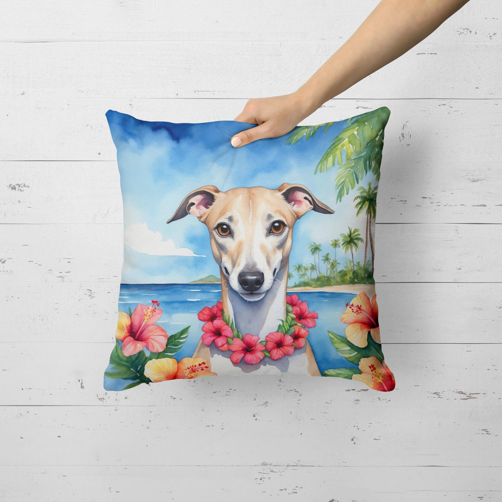 Whippet Luau Decorative Throw Pillow 18x18 Indoor Outdoor Accent Cushion, Fabric Cover with Insert for Sofa, Bed, Porch & Living Room