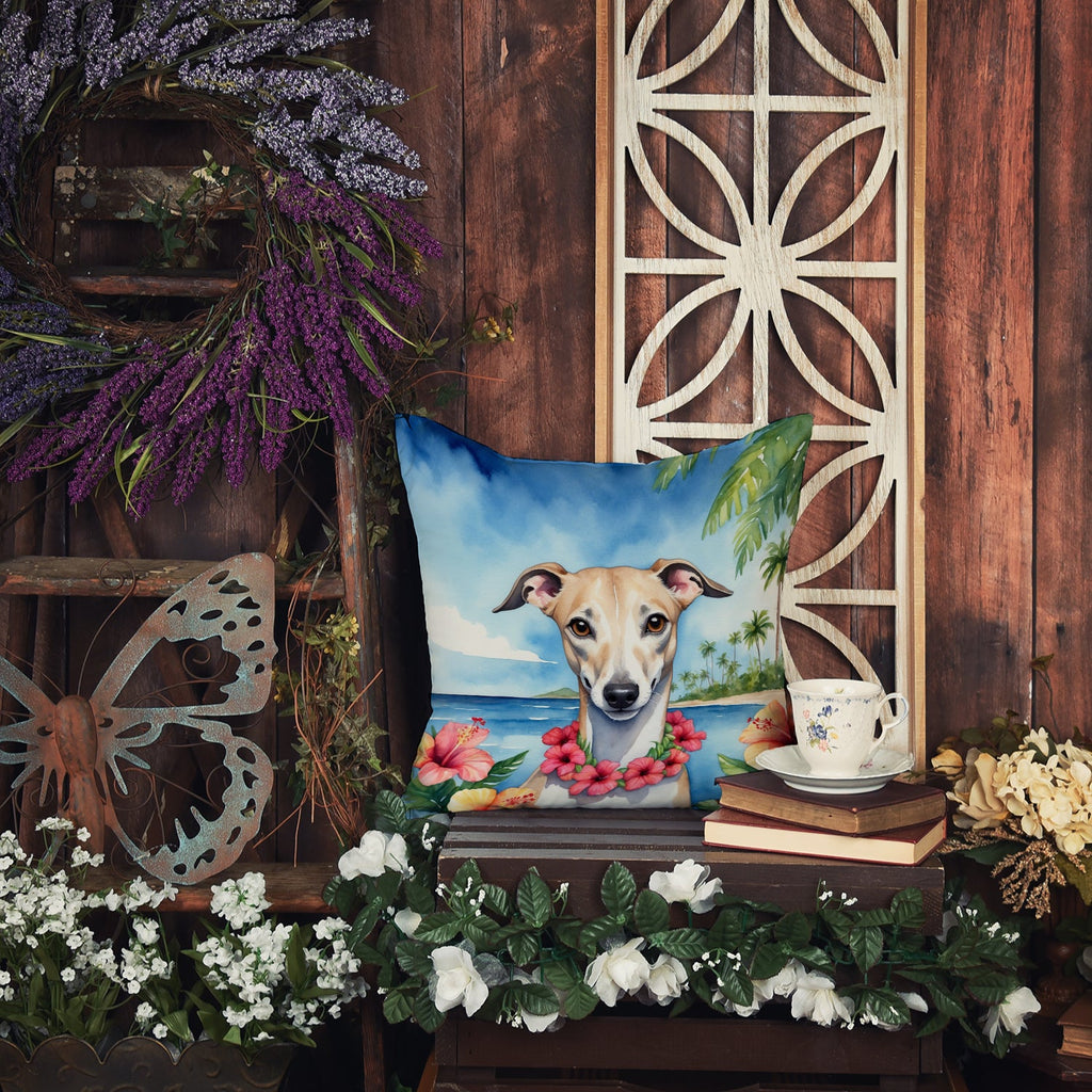 Whippet Luau Decorative Throw Pillow 18x18 Indoor Outdoor Accent Cushion, Fabric Cover with Insert for Sofa, Bed, Porch & Living Room