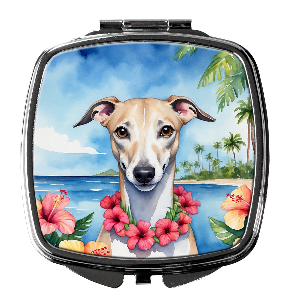 Whippet Luau Compact Mirror Decorative Travel Makeup Mirror for Women Girls Gifts Pocket Makeup Mirror Folding Handheld