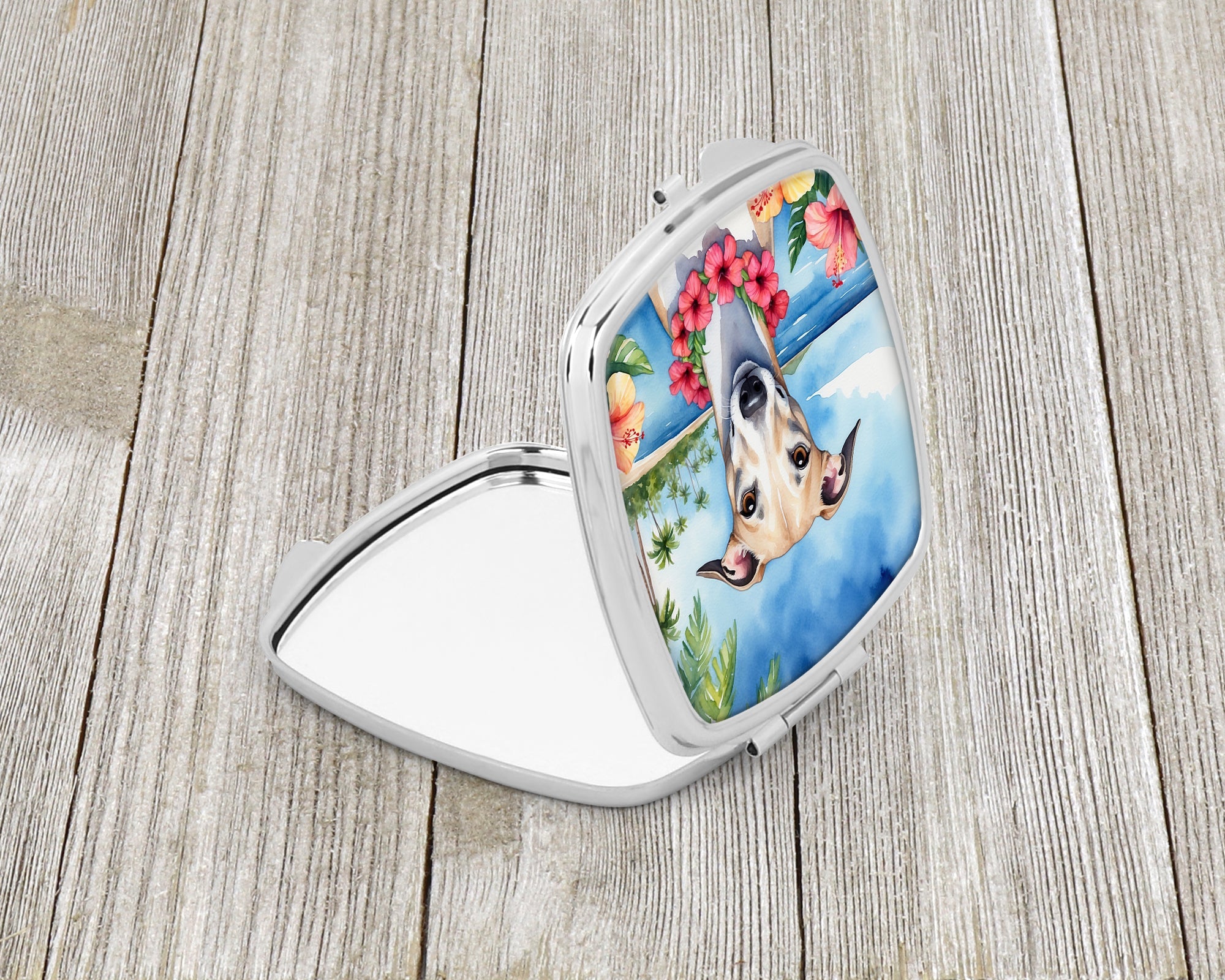 Whippet Luau Compact Mirror Decorative Travel Makeup Mirror for Women Girls Gifts Pocket Makeup Mirror Folding Handheld
