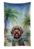 Wirehaired Pointing Griffon Luau Kitchen Towel Velour Plush Front and Cotton Loop Back Machine Washable