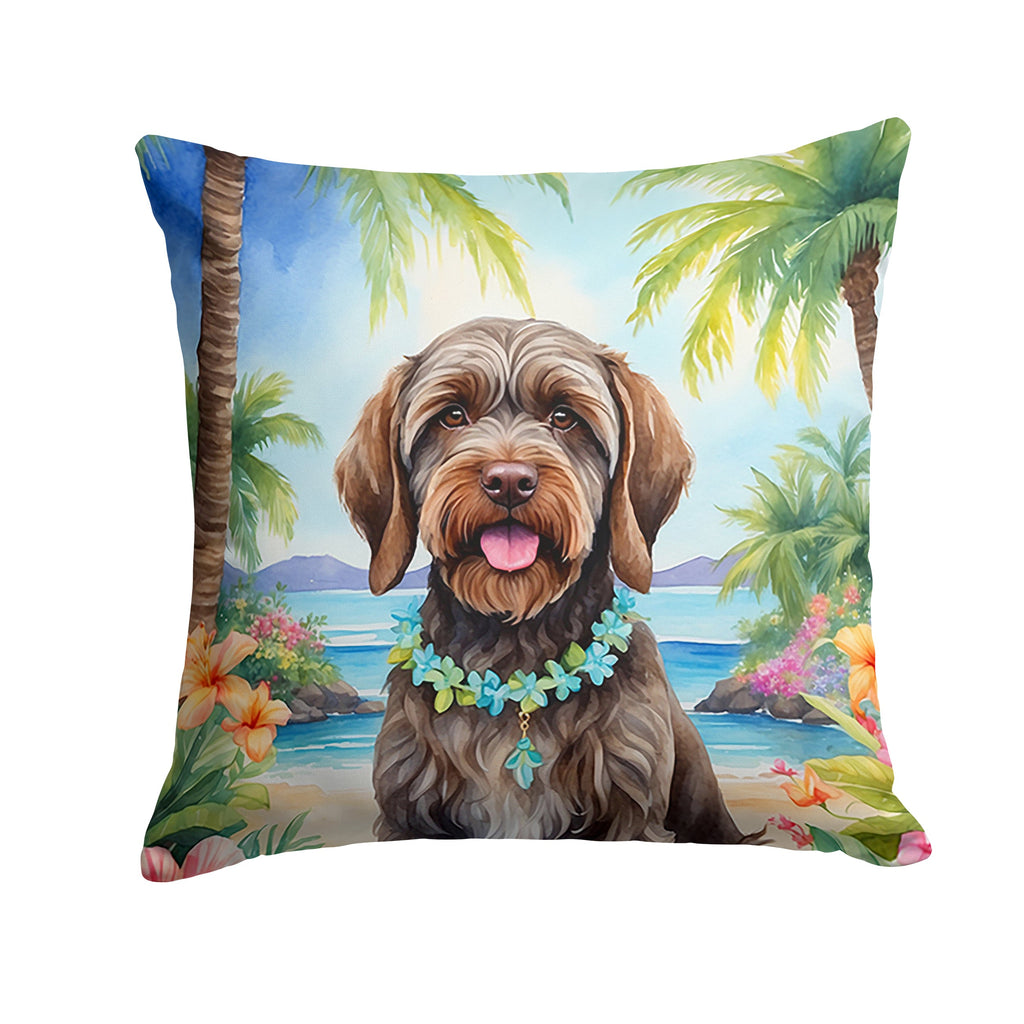 Wirehaired Pointing Griffon Luau Decorative Throw Pillow 18x18 Indoor Outdoor Accent Cushion, Fabric Cover with Insert for Sofa, Bed, Porch & Living Room