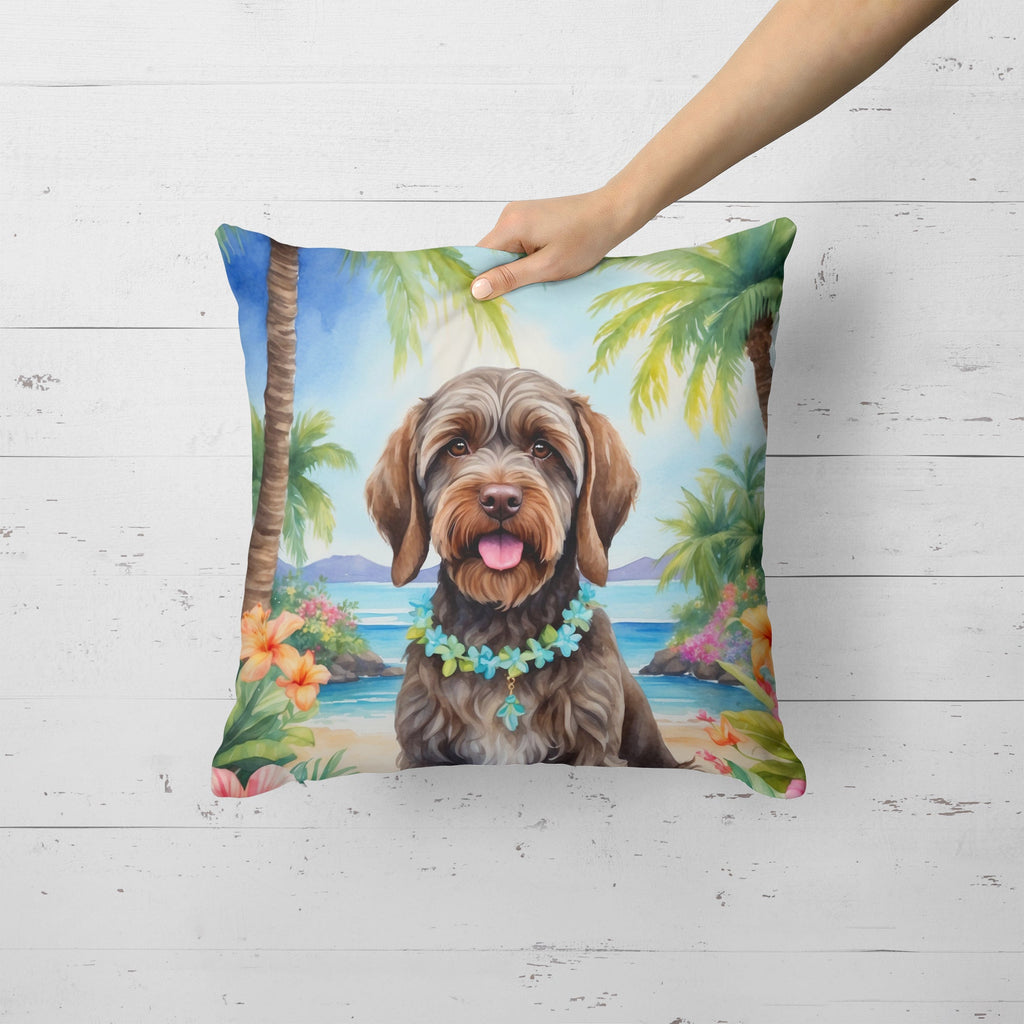 Wirehaired Pointing Griffon Luau Decorative Throw Pillow 18x18 Indoor Outdoor Accent Cushion, Fabric Cover with Insert for Sofa, Bed, Porch & Living Room