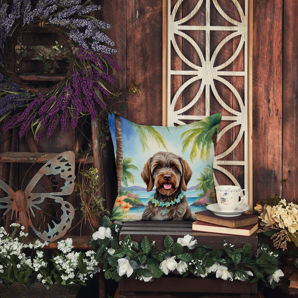 Wirehaired Pointing Griffon Luau Decorative Throw Pillow 18x18 Indoor Outdoor Accent Cushion, Fabric Cover with Insert for Sofa, Bed, Porch & Living Room