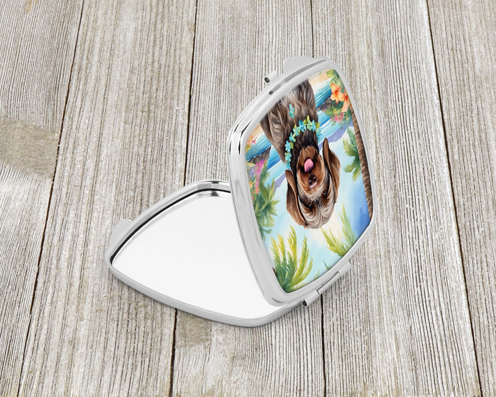 Wirehaired Pointing Griffon Luau Compact Mirror Decorative Travel Makeup Mirror for Women Girls Gifts Pocket Makeup Mirror Folding Handheld