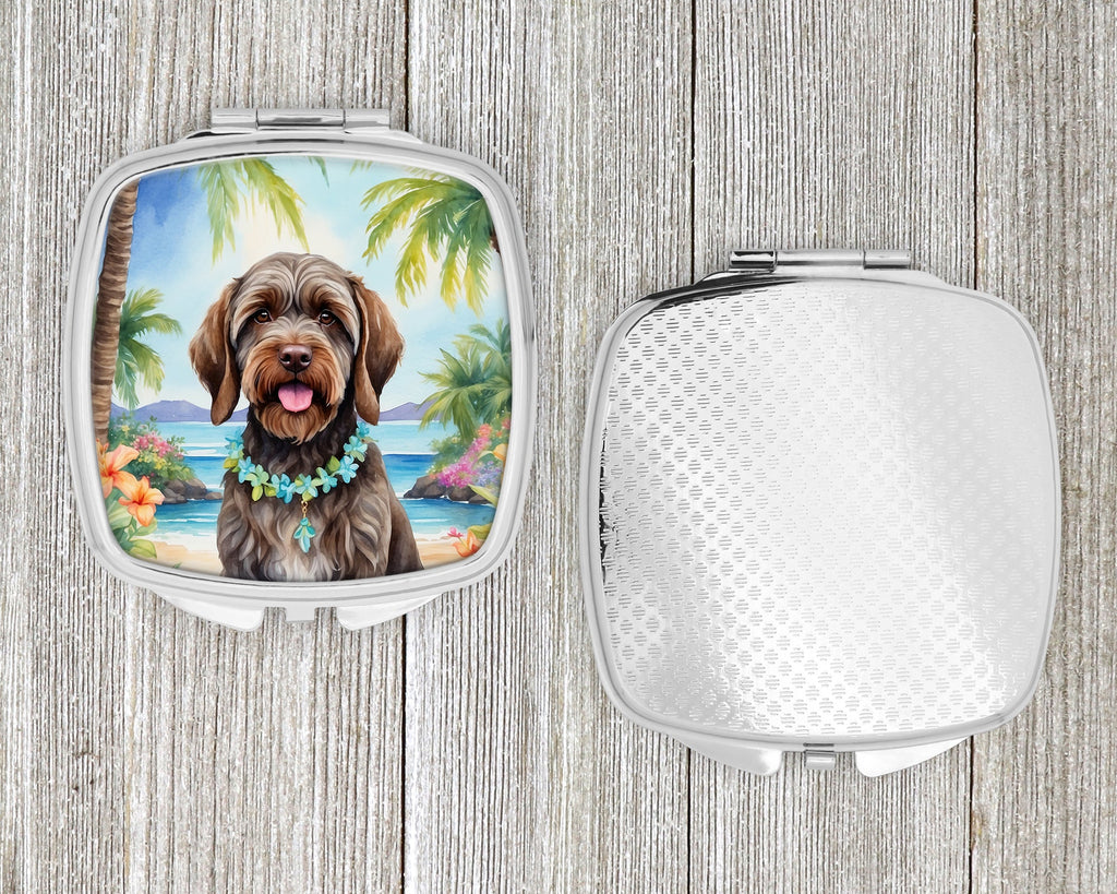 Wirehaired Pointing Griffon Luau Compact Mirror Decorative Travel Makeup Mirror for Women Girls Gifts Pocket Makeup Mirror Folding Handheld