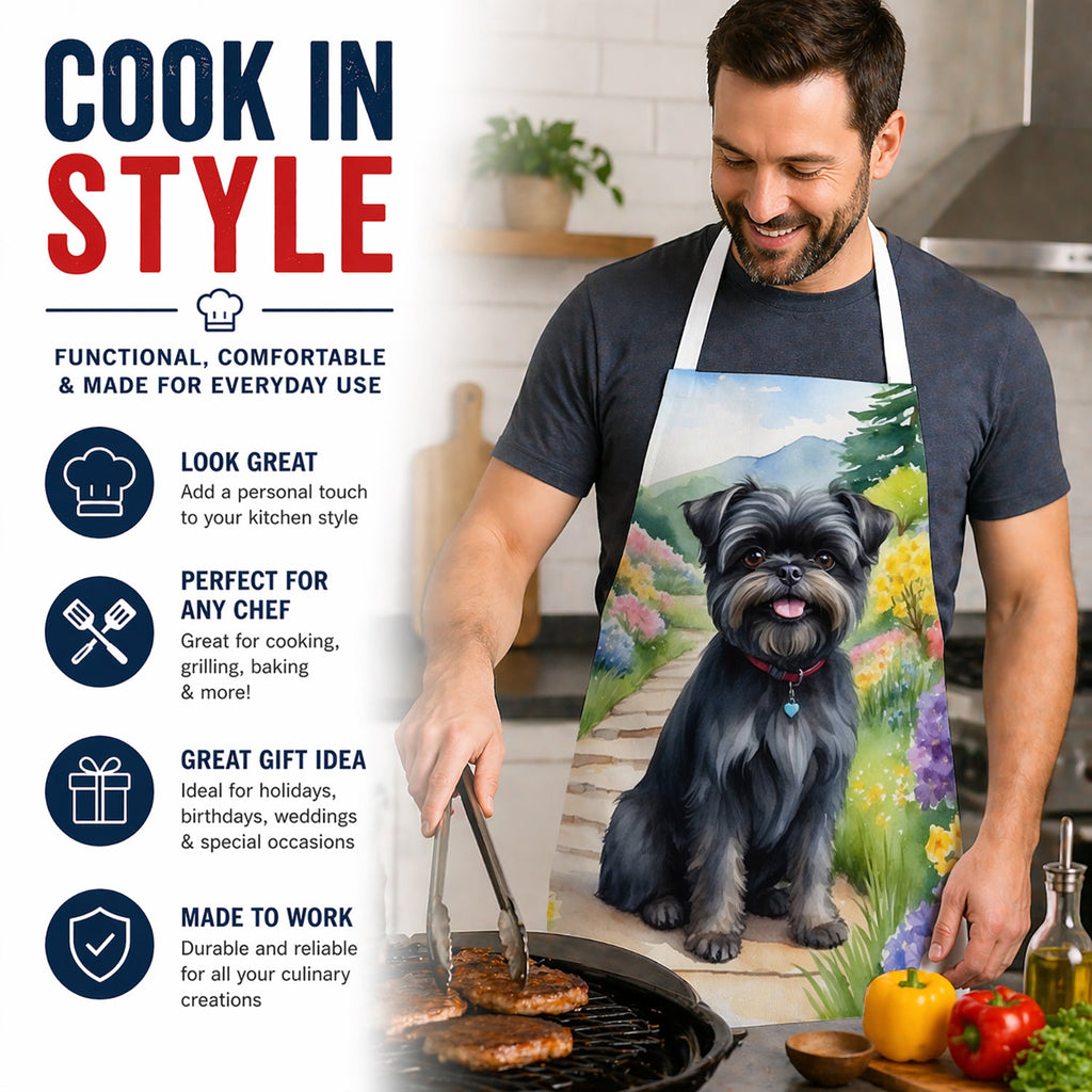 Affenpinscher Spring Garden Apron Cooking Kitchen Server Baking Crafts Gardening for Adult Women Men, Unisex, Large, Multicolor