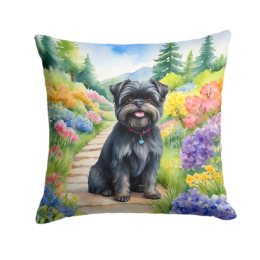Affenpinscher Spring Garden Decorative Throw Pillow 18x18 Indoor Outdoor Accent Cushion, Fabric Cover with Insert for Sofa, Bed, Porch & Living Room