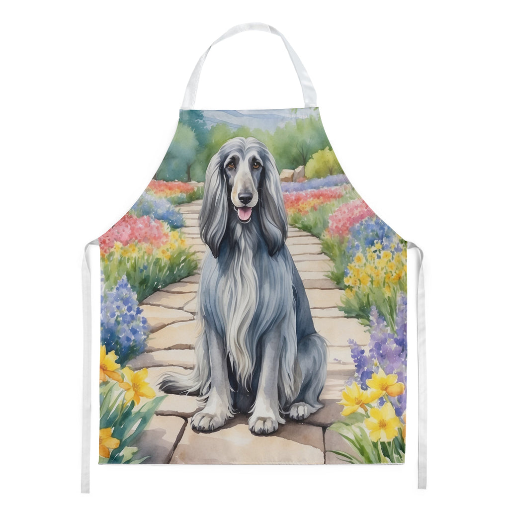 Afghan Hound Spring Garden Apron Cooking Kitchen Server Baking Crafts Gardening for Adult Women Men, Unisex, Large, Multicolor