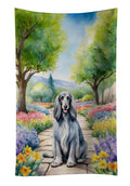 Afghan Hound Spring Garden Kitchen Towel Velour Plush Front and Cotton Loop Back Machine Washable