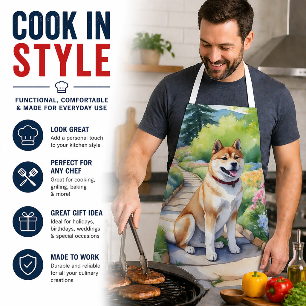 Akita Spring Garden Apron Cooking Kitchen Server Baking Crafts Gardening for Adult Women Men, Unisex, Large, Multicolor