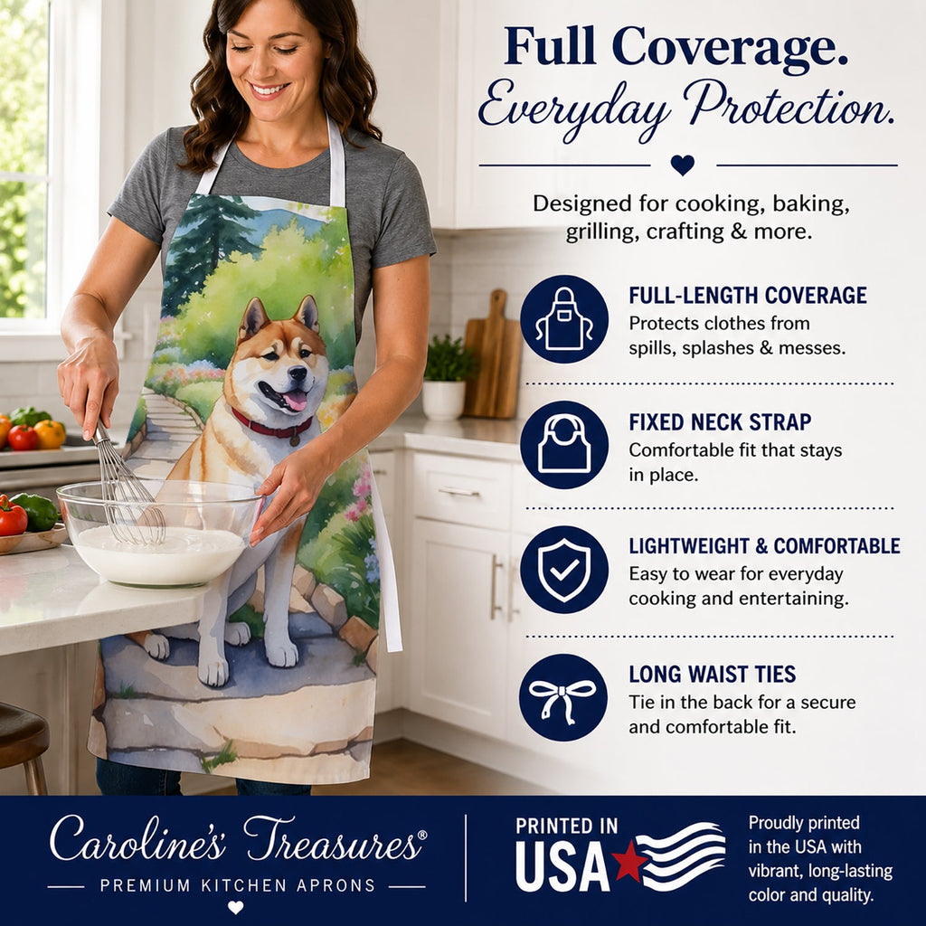Akita Spring Garden Apron Cooking Kitchen Server Baking Crafts Gardening for Adult Women Men, Unisex, Large, Multicolor