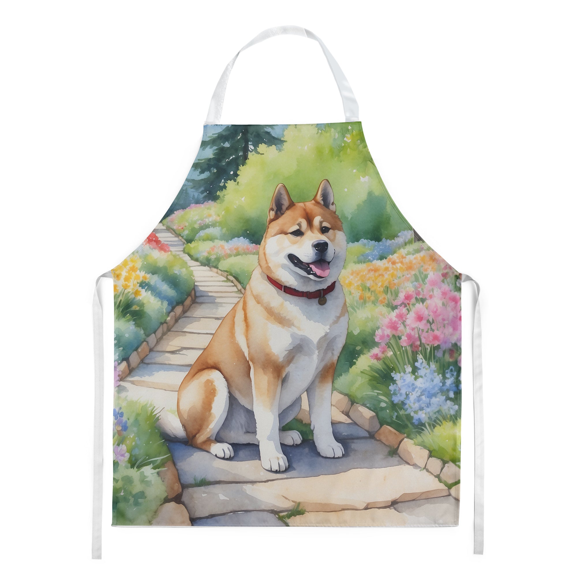 Akita Spring Garden Apron Cooking Kitchen Server Baking Crafts Gardening for Adult Women Men, Unisex, Large, Multicolor