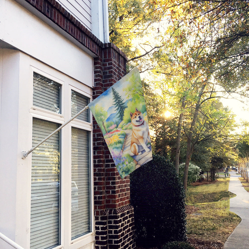 Akita Spring Garden House Flag 28x40 Porch Sleeve Pole Decorative Outside Yard Banner Artwork Wall Hanging, Polyester