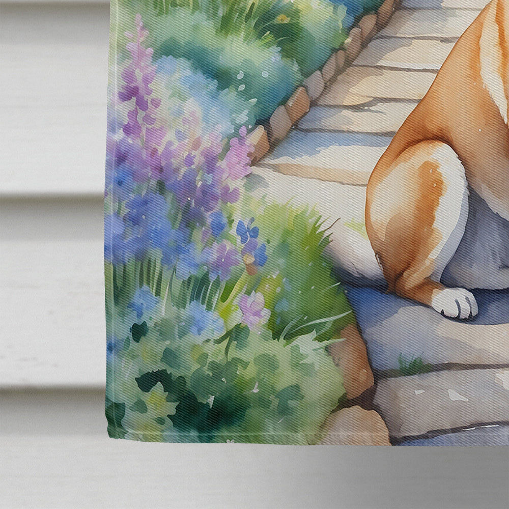 Akita Spring Garden House Flag 28x40 Porch Sleeve Pole Decorative Outside Yard Banner Artwork Wall Hanging, Polyester