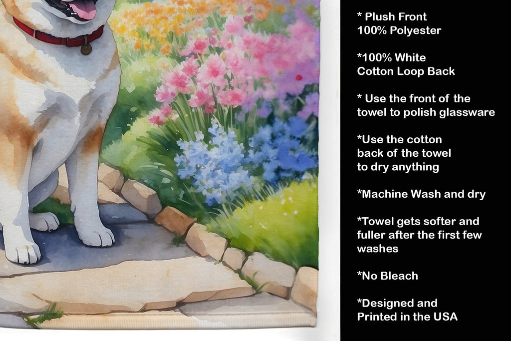 Akita Spring Garden Kitchen Towel Velour Plush Front and Cotton Loop Back Machine Washable