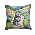 Alaskan Klee Kai Spring Garden Decorative Throw Pillow 18x18 Indoor Outdoor Accent Cushion, Fabric Cover with Insert for Sofa, Bed, Porch & Living Room