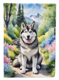 Alaskan Malamute Spring Garden House Flag 28x40 Porch Sleeve Pole Decorative Outside Yard Banner Artwork Wall Hanging, Polyester