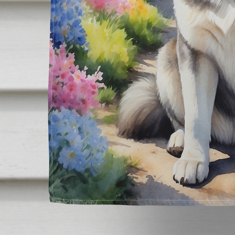 Alaskan Malamute Spring Garden House Flag 28x40 Porch Sleeve Pole Decorative Outside Yard Banner Artwork Wall Hanging, Polyester