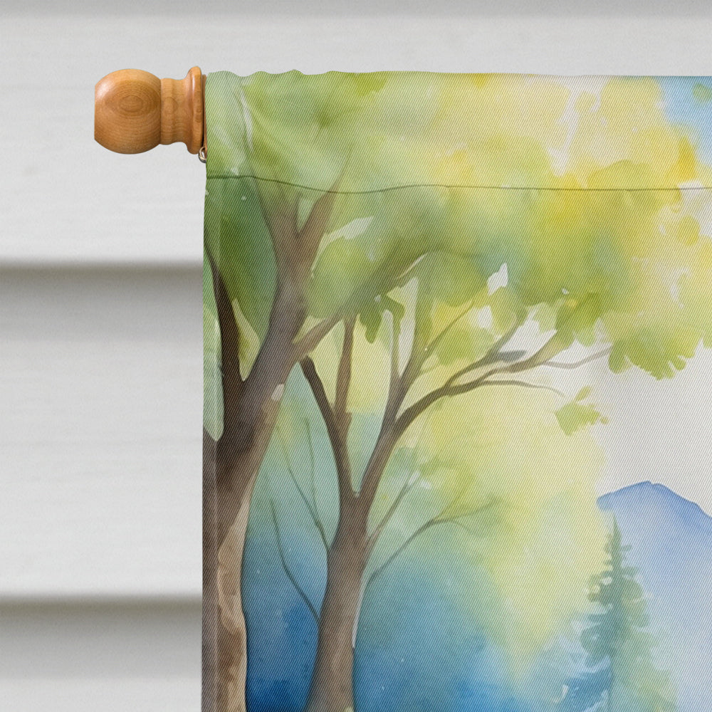 American Bulldog Spring Garden House Flag 28x40 Porch Sleeve Pole Decorative Outside Yard Banner Artwork Wall Hanging, Polyester