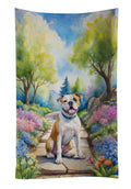 American Bulldog Spring Garden Kitchen Towel Velour Plush Front and Cotton Loop Back Machine Washable
