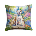 American Bulldog Spring Garden Decorative Throw Pillow 18x18 Indoor Outdoor Accent Cushion, Fabric Cover with Insert for Sofa, Bed, Porch & Living Room