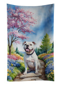 American Bulldog Spring Garden Kitchen Towel Velour Plush Front and Cotton Loop Back Machine Washable