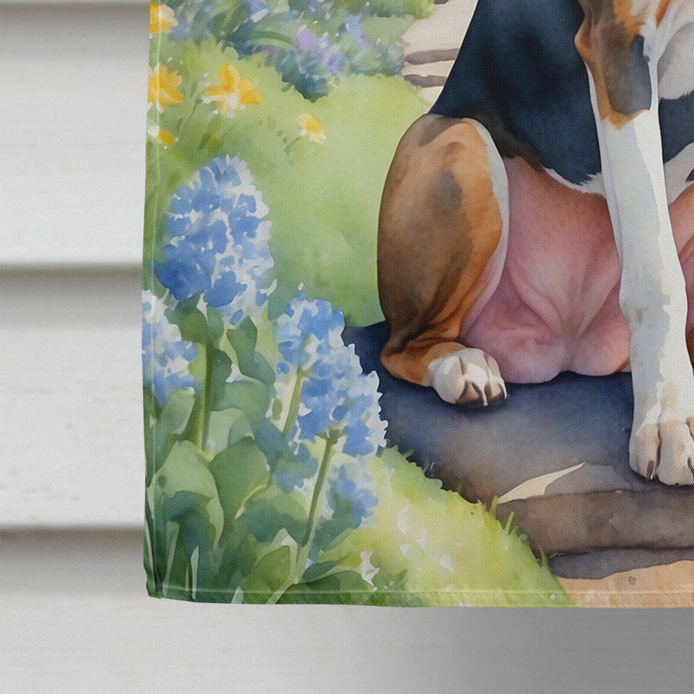 American English Coonhound Spring Garden House Flag 28x40 Porch Sleeve Pole Decorative Outside Yard Banner Artwork Wall Hanging, Polyester