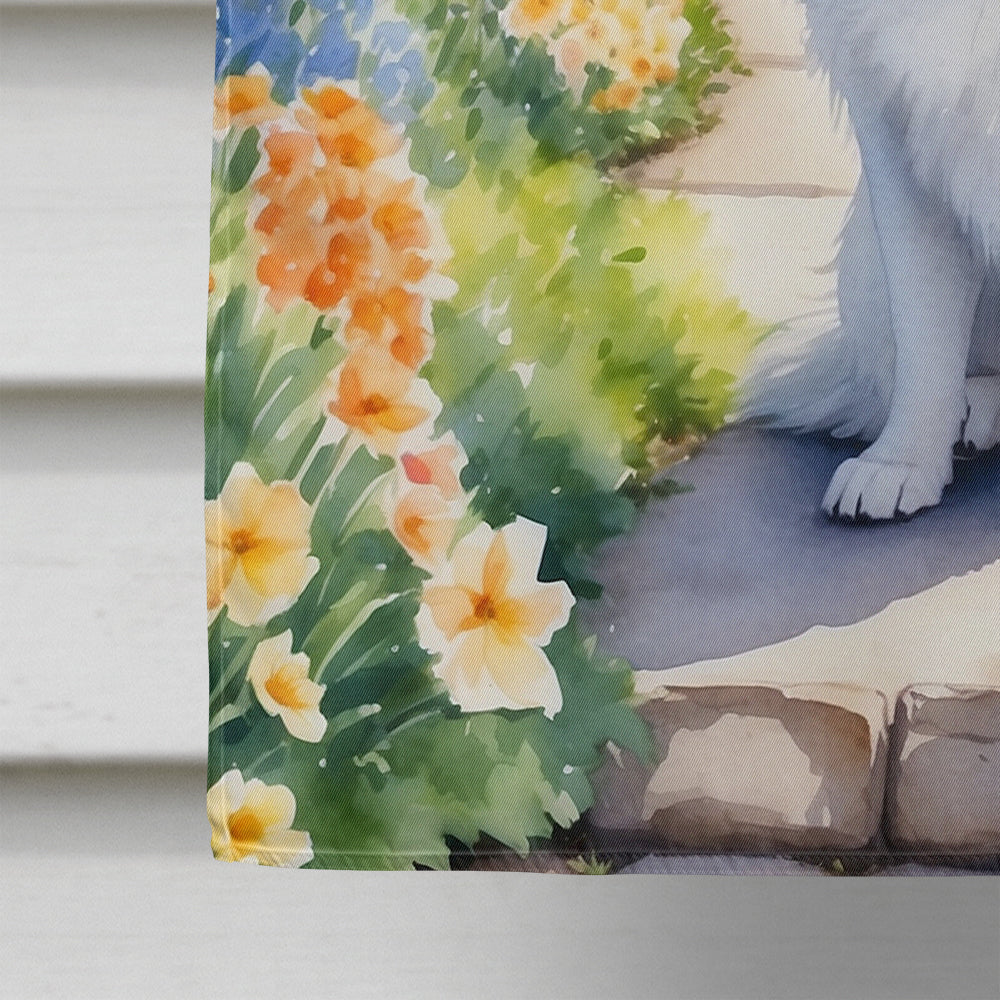 American Eskimo Spring Garden House Flag 28x40 Porch Sleeve Pole Decorative Outside Yard Banner Artwork Wall Hanging, Polyester