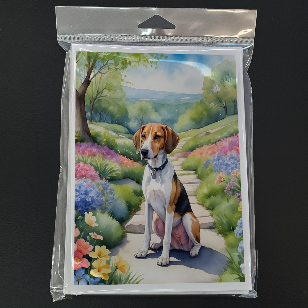 American Foxhound Spring Garden Greeting Cards Pack of 8 Blank Cards with Envelopes Whimsical A7 Size 5x7
