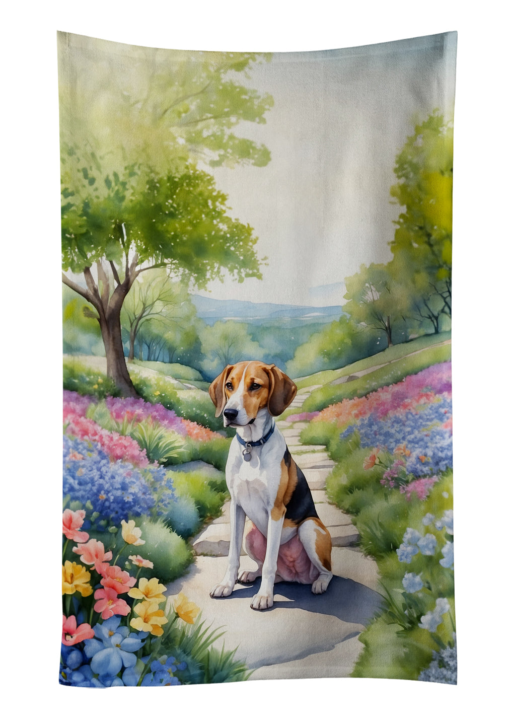 American Foxhound Spring Garden Kitchen Towel Velour Plush Front and Cotton Loop Back Machine Washable