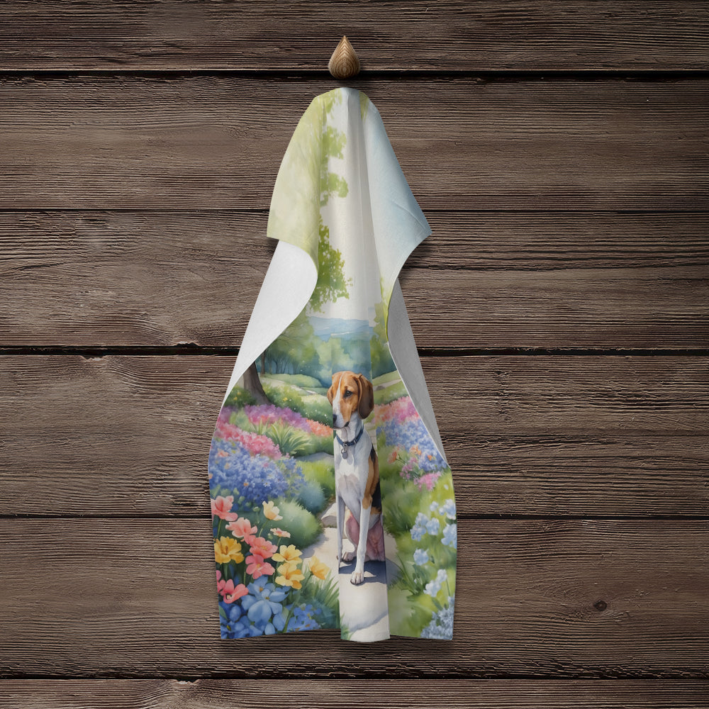 American Foxhound Spring Garden Kitchen Towel Velour Plush Front and Cotton Loop Back Machine Washable