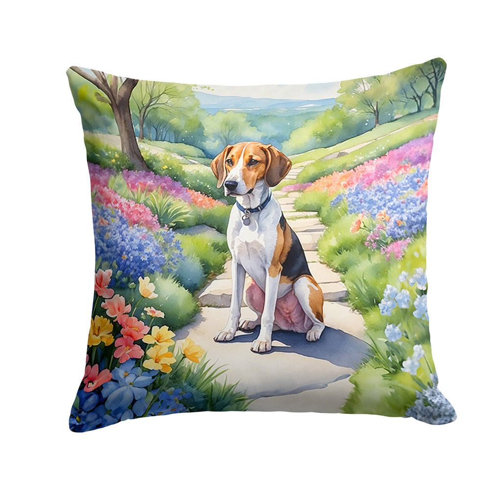 American Foxhound Spring Garden Decorative Throw Pillow 18x18 Indoor Outdoor Accent Cushion, Fabric Cover with Insert for Sofa, Bed, Porch & Living Room