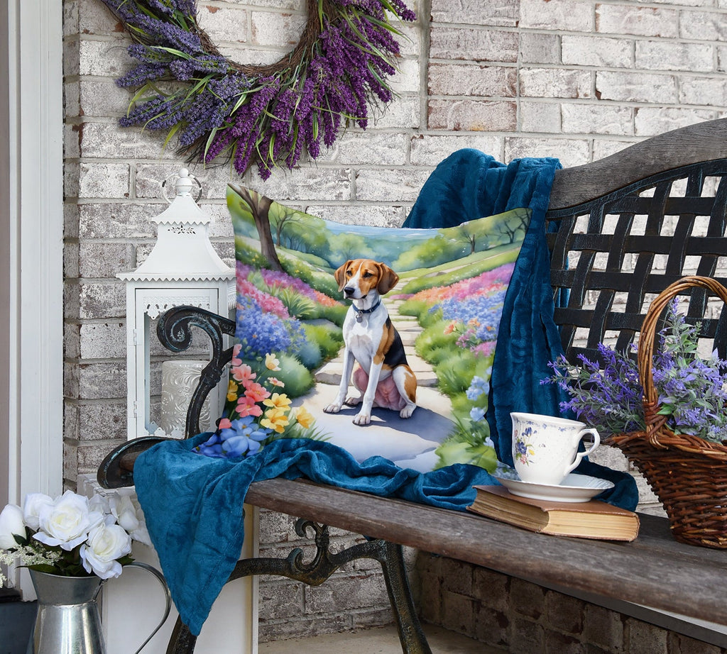 American Foxhound Spring Garden Decorative Throw Pillow 18x18 Indoor Outdoor Accent Cushion, Fabric Cover with Insert for Sofa, Bed, Porch & Living Room