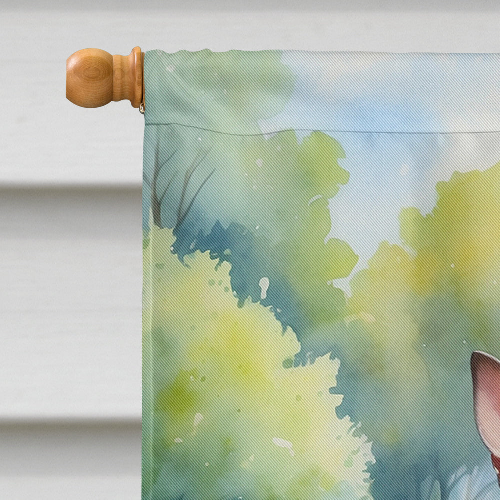 American Hairless Terrier Spring Garden House Flag 28x40 Porch Sleeve Pole Decorative Outside Yard Banner Artwork Wall Hanging, Polyester