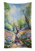 American Hairless Terrier Spring Garden Kitchen Towel Velour Plush Front and Cotton Loop Back Machine Washable