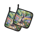 American Hairless Terrier Spring Garden Pot Holder Set of 2 Heat Resistant Quilted Hot Pads 7.5 x 7.5 Inch, Insulated Kitchen Trivets for Cooking & Baking