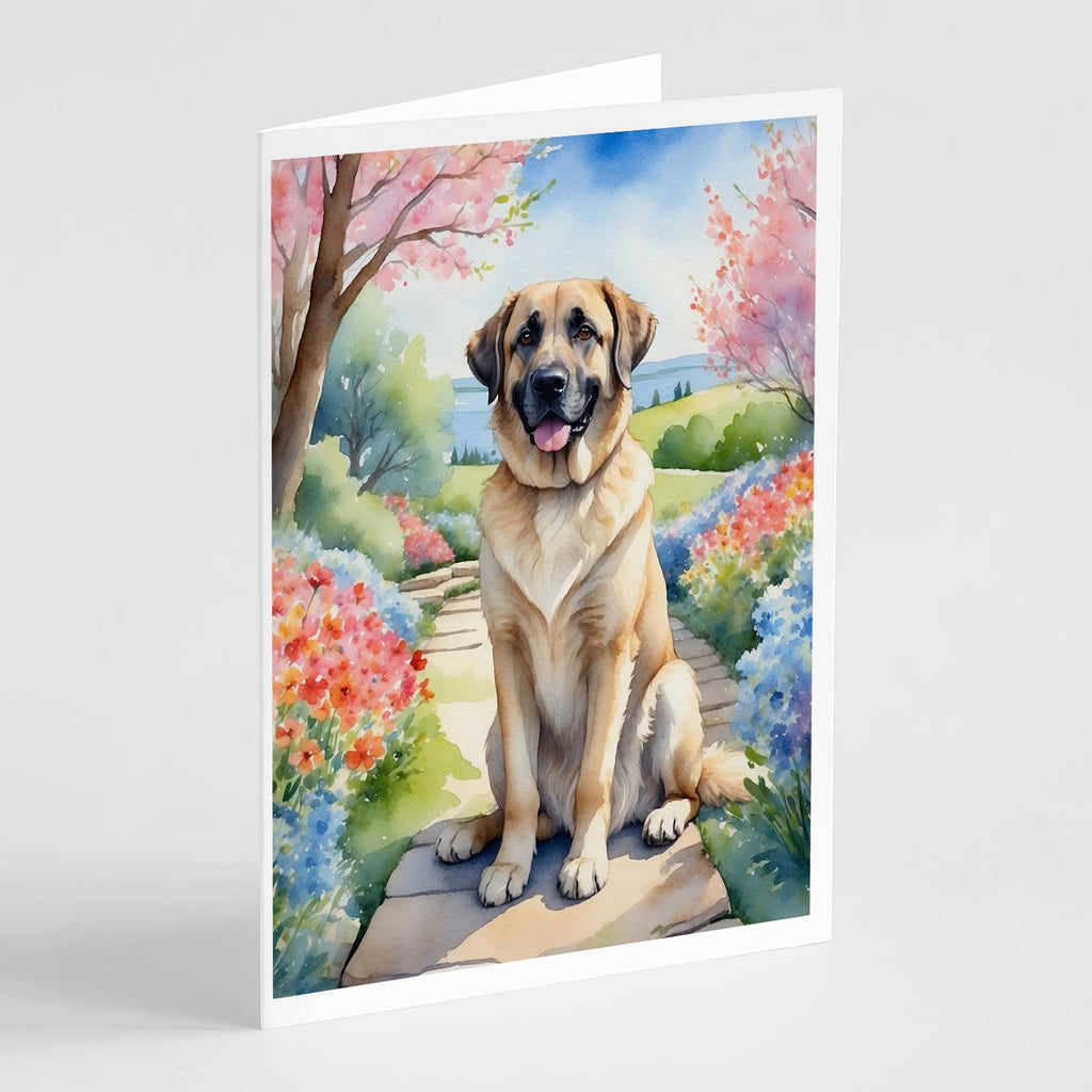 Anatolian Shepherd Spring Garden Greeting Cards Pack of 8 Blank Cards with Envelopes Whimsical A7 Size 5x7