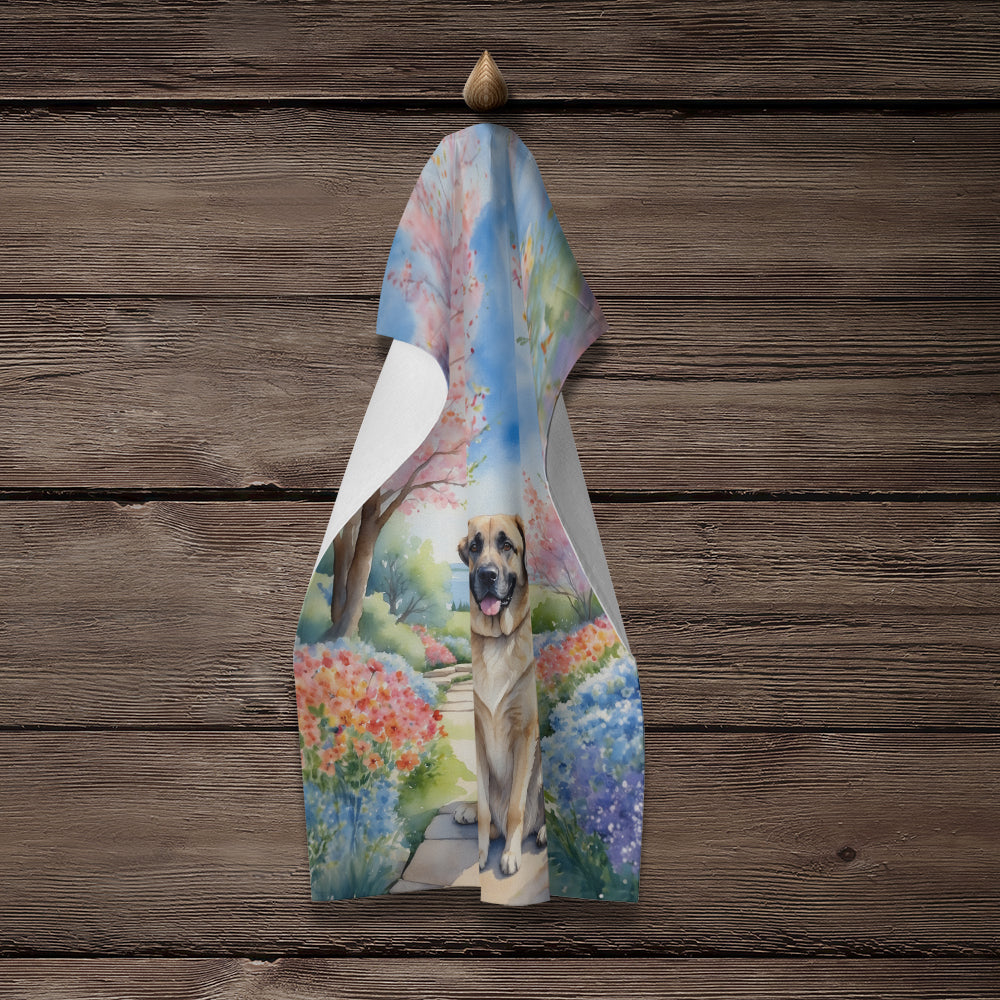 Anatolian Shepherd Spring Garden Kitchen Towel Velour Plush Front and Cotton Loop Back Machine Washable