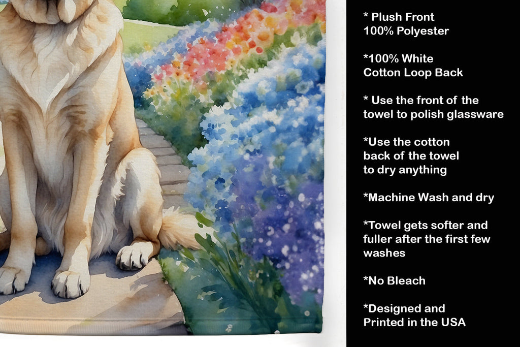Anatolian Shepherd Spring Garden Kitchen Towel Velour Plush Front and Cotton Loop Back Machine Washable