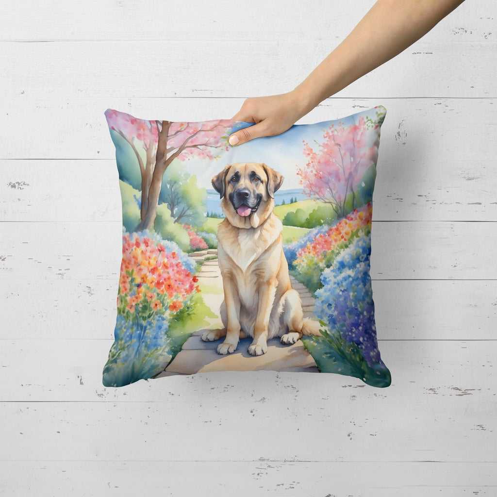 Anatolian Shepherd Spring Garden Decorative Throw Pillow 18x18 Indoor Outdoor Accent Cushion, Fabric Cover with Insert for Sofa, Bed, Porch & Living Room