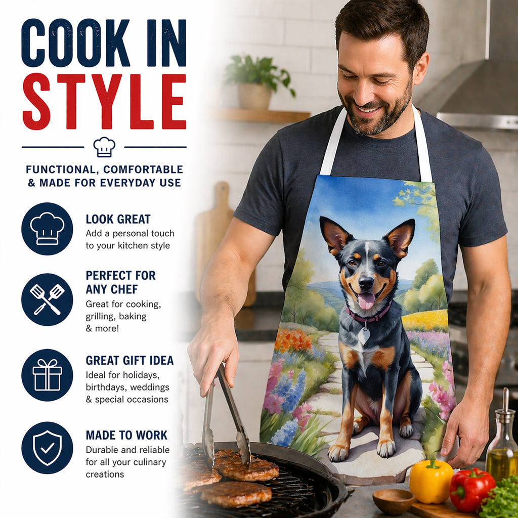 Australian Cattle Dog Spring Garden Apron Cooking Kitchen Server Baking Crafts Gardening for Adult Women Men, Unisex, Large, Multicolor