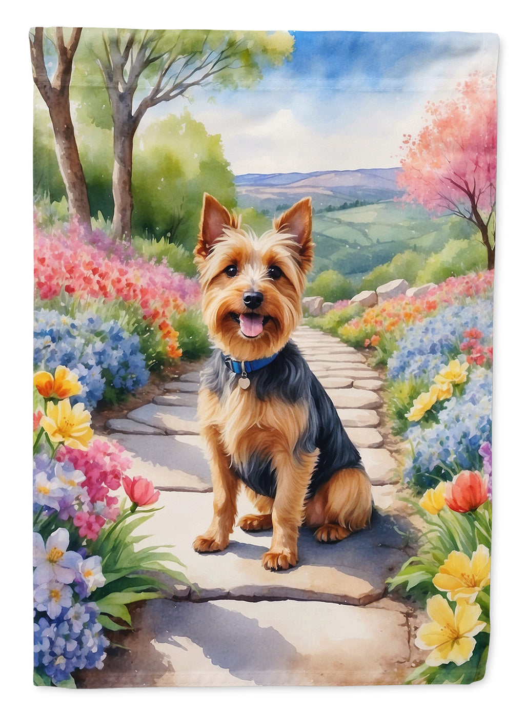 Australian Terrier Spring Garden House Flag 28x40 Porch Sleeve Pole Decorative Outside Yard Banner Artwork Wall Hanging, Polyester