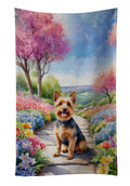 Australian Terrier Spring Garden Kitchen Towel Velour Plush Front and Cotton Loop Back Machine Washable