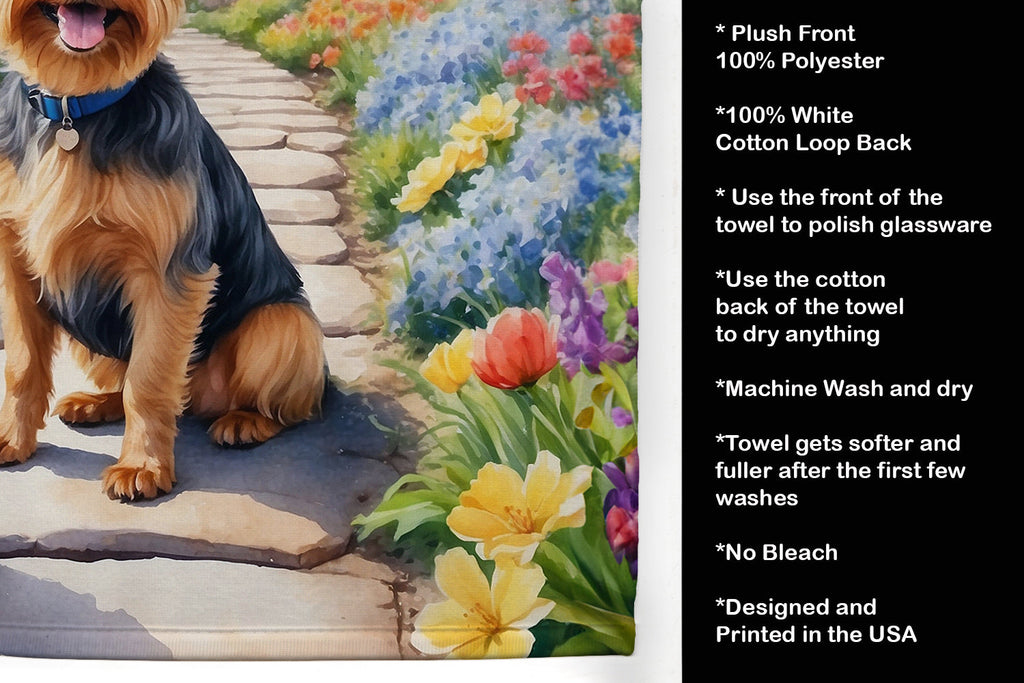 Australian Terrier Spring Garden Kitchen Towel Velour Plush Front and Cotton Loop Back Machine Washable