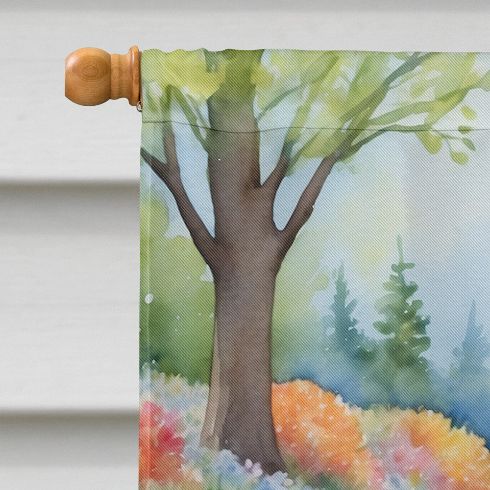 Basenji Spring Garden House Flag 28x40 Porch Sleeve Pole Decorative Outside Yard Banner Artwork Wall Hanging, Polyester