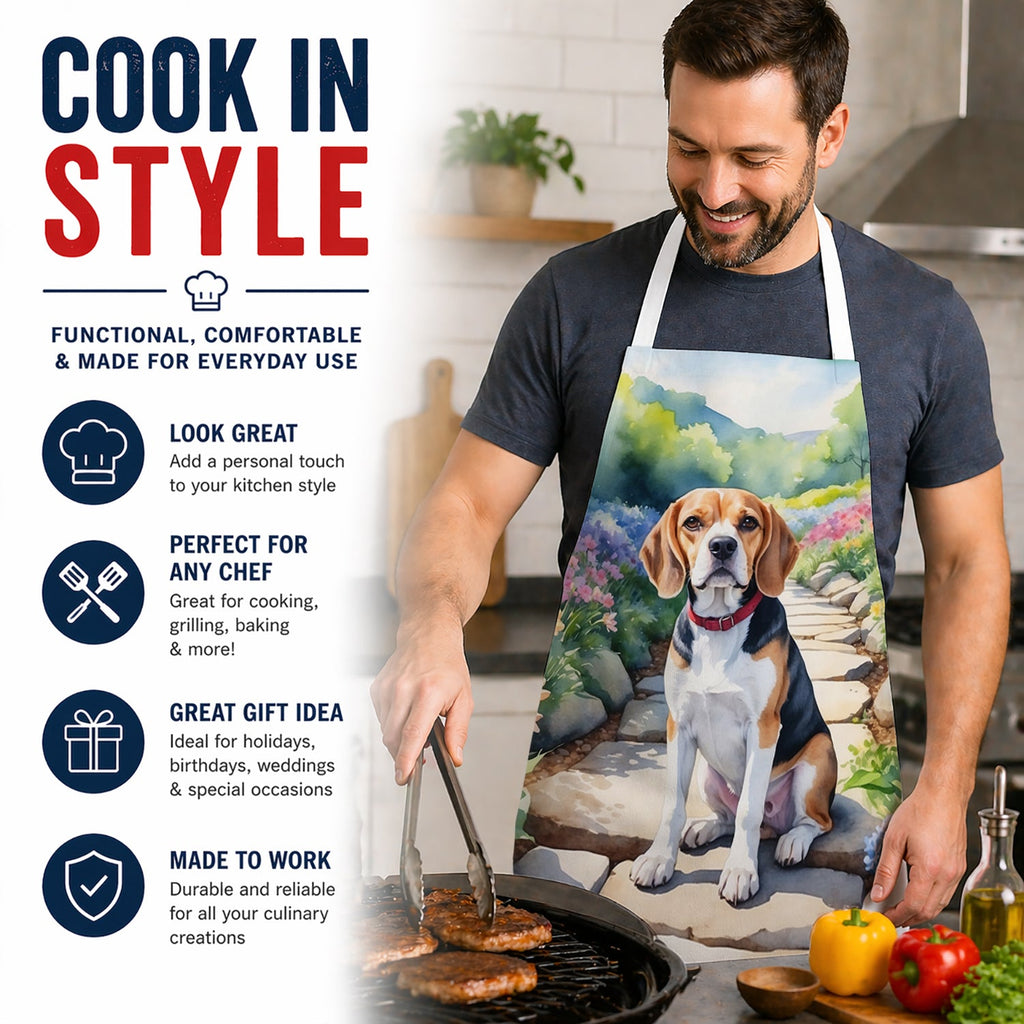 Beagle Spring Garden Apron Cooking Kitchen Server Baking Crafts Gardening for Adult Women Men, Unisex, Large, Multicolor
