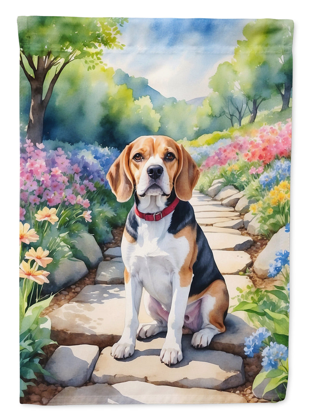 Beagle Spring Garden House Flag 28x40 Porch Sleeve Pole Decorative Outside Yard Banner Artwork Wall Hanging, Polyester