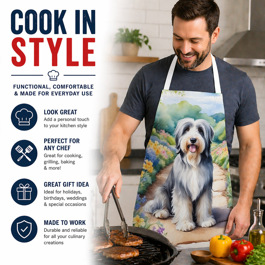 Bearded Collie Spring Garden Apron Cooking Kitchen Server Baking Crafts Gardening for Adult Women Men, Unisex, Large, Multicolor