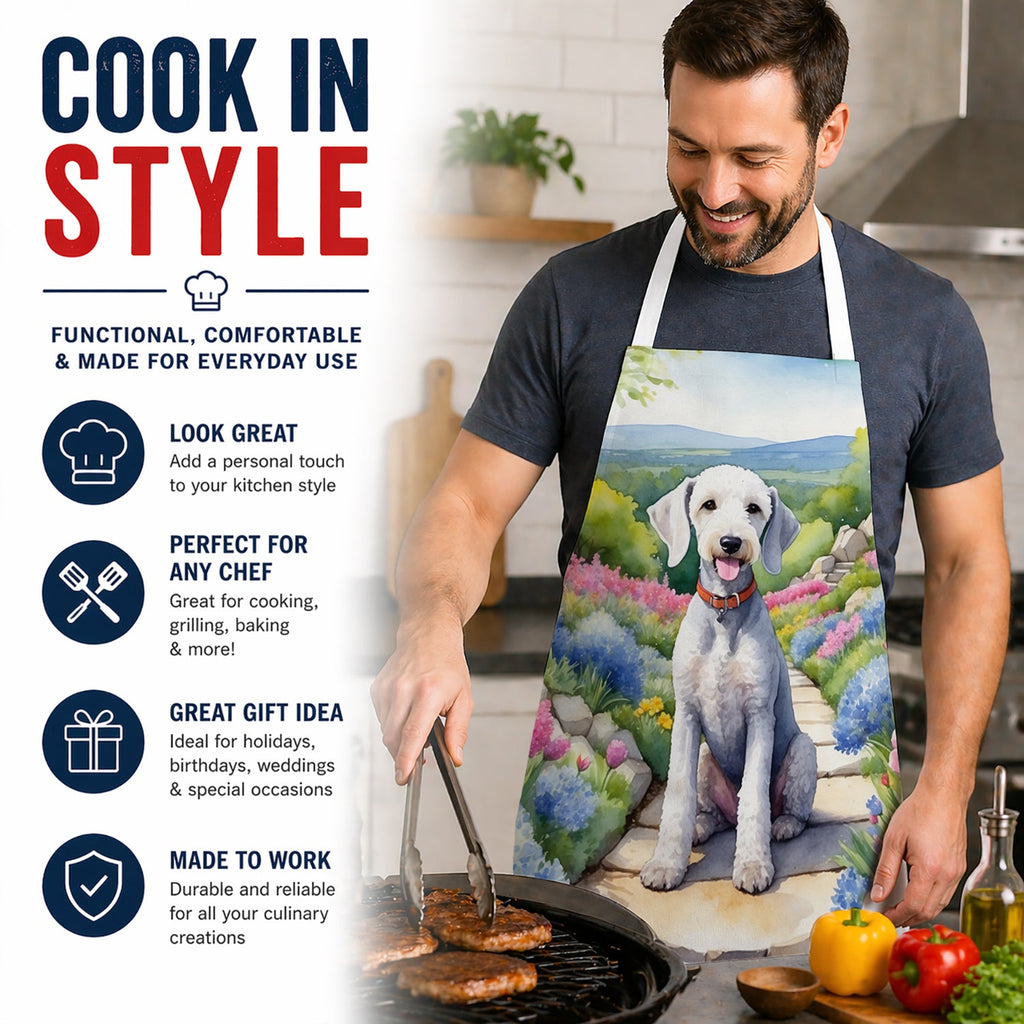 Bedlington Terrier Spring Garden Apron Cooking Kitchen Server Baking Crafts Gardening for Adult Women Men, Unisex, Large, Multicolor